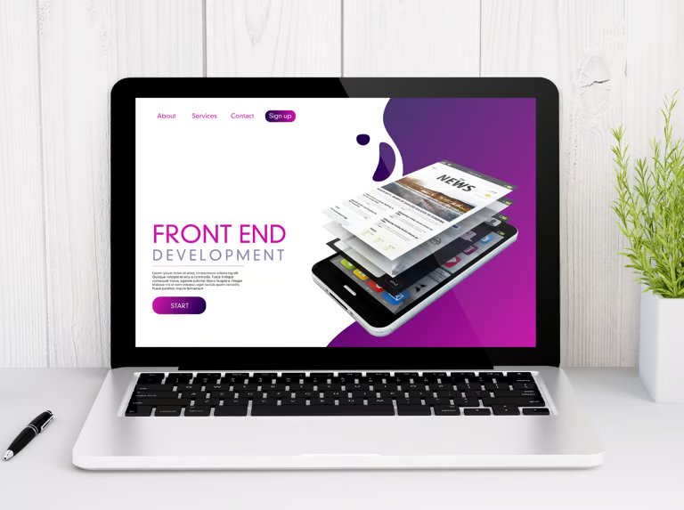 Laptop showing a modern website design